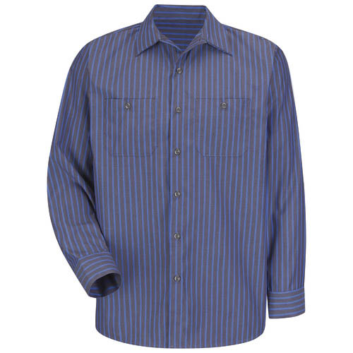 Industrial Stripe Long Sleeve Work Shirt